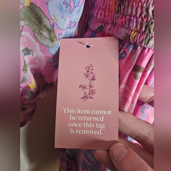 NWT Ivy City Co. Rowan Midi Dress in Pink Multi Smocked Tiered Ruffle Hem Medium - Picture 9 of 10